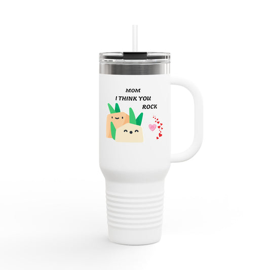 Mom I Think You Rock Insulated Travel Mug - 40oz | Cute Gift for Mom