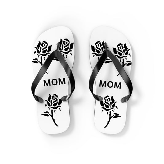 Custom Mom Flip Flops - Rose Design for Summer Comfort