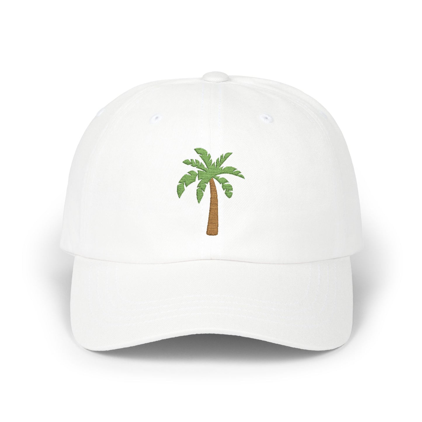 Classic White Cap with Palm Tree Embroidery
