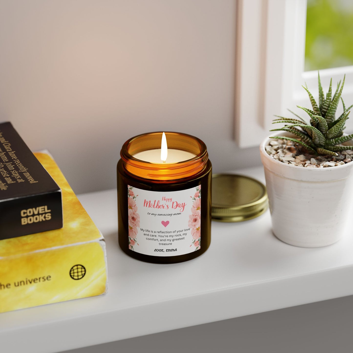 Personalized Mother's Day Scented Candles, Coconut Apricot Wax