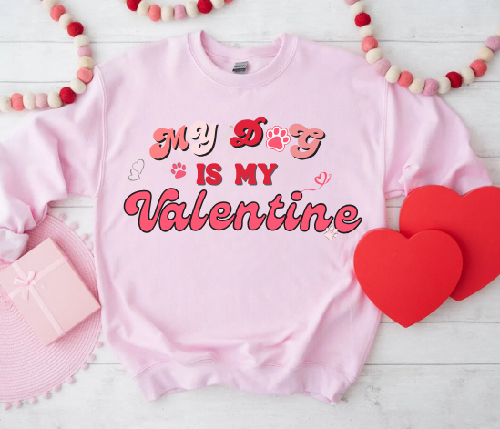 My Dog Is My Valentine Valentine's Day Dog Lover Sweatshirt