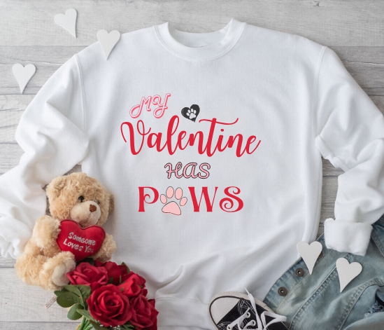 My Valentine Has Paws Valentine's Day Dog Lover Sweatshirt