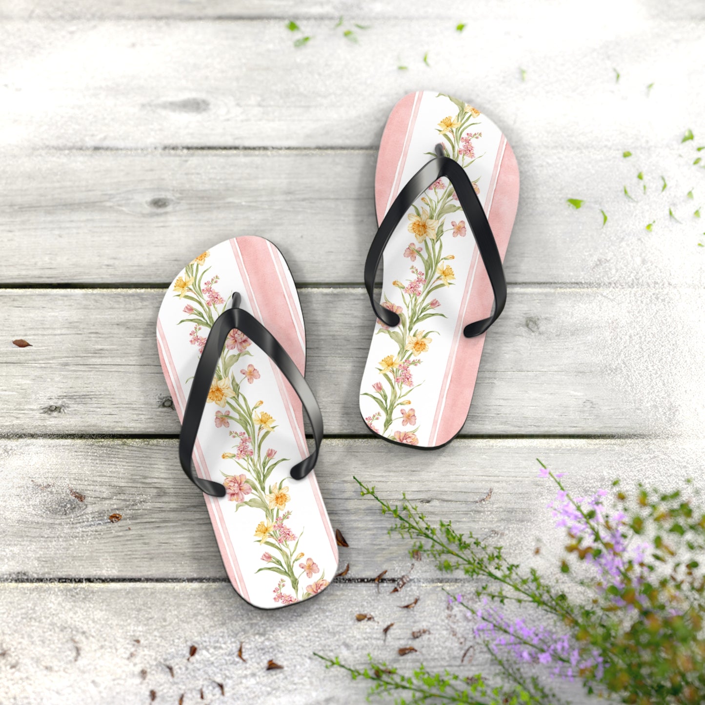 Floral Print Flip Flops - Summer Beach Sandals for Outdoor Relaxation