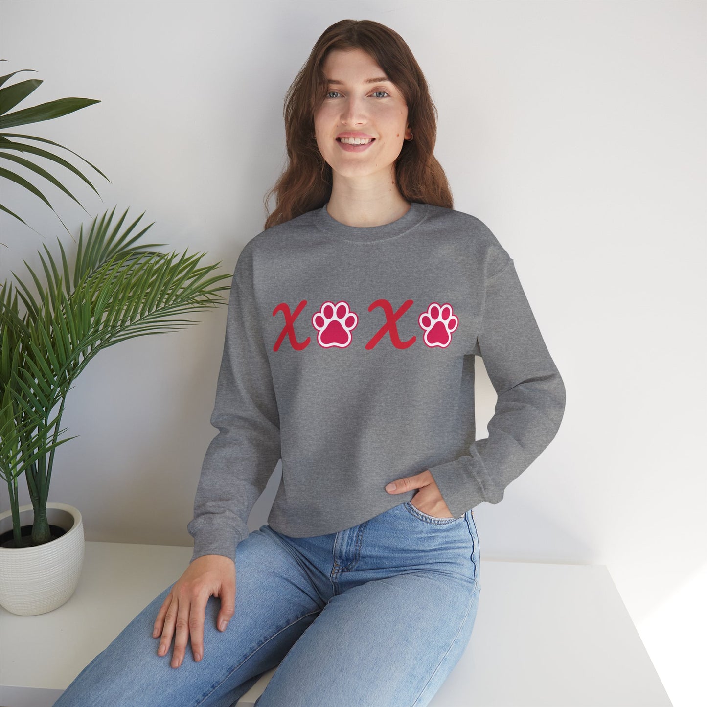 Valentine's Day Dog Lover Sweatshirt - XOXO Unisex Crewneck Sweatshirt
