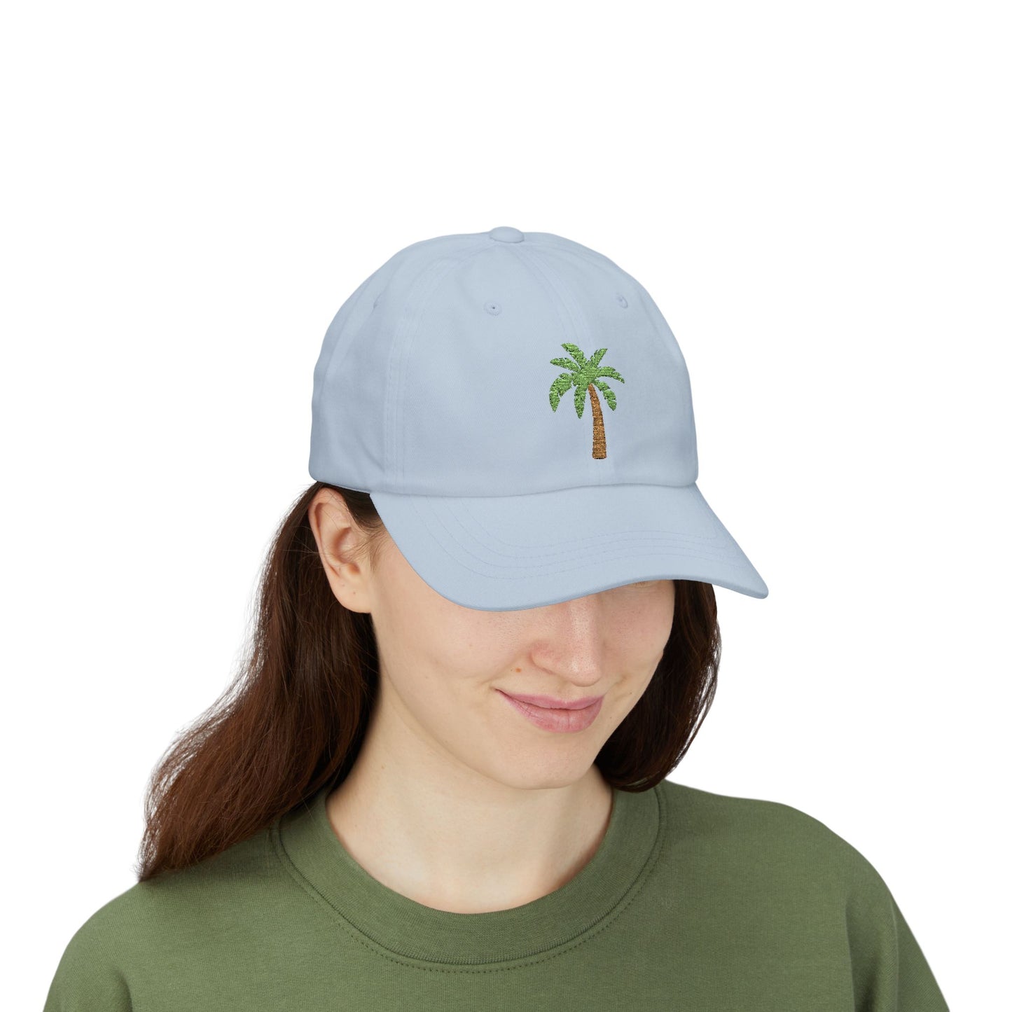 Classic White Cap with Palm Tree Embroidery
