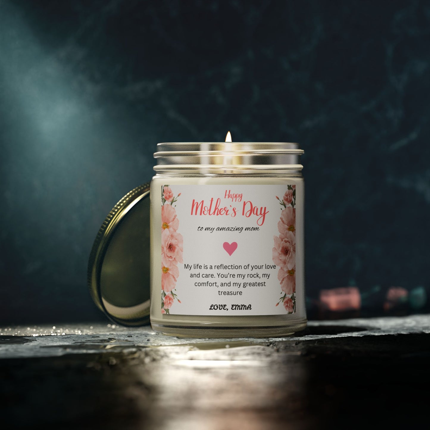 Personalized Mother's Day Scented Candles, Coconut Apricot Wax