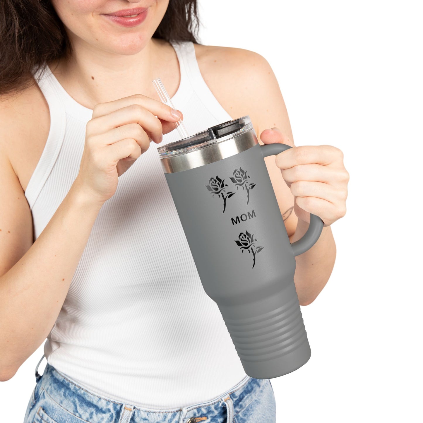 Custom Rose Mom Insulated Travel Mug - 40oz