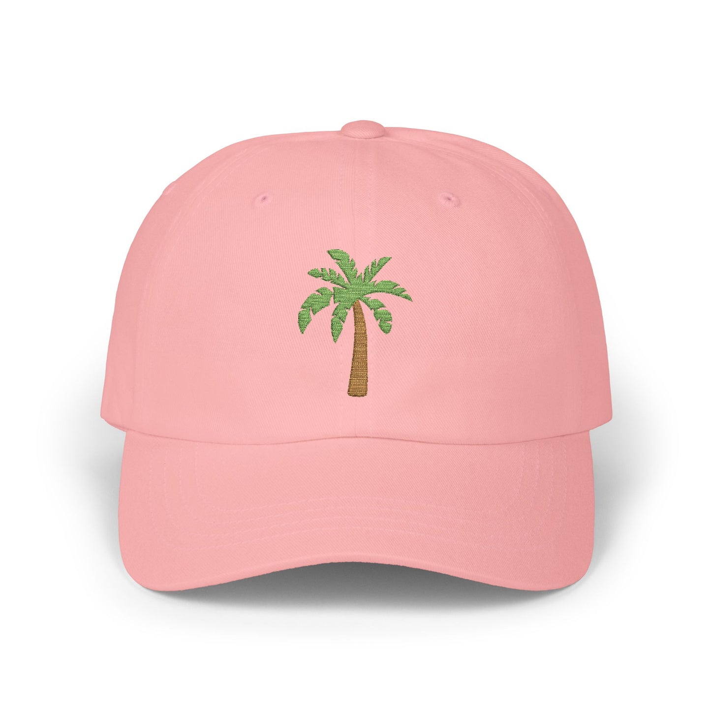 Classic White Cap with Palm Tree Embroidery