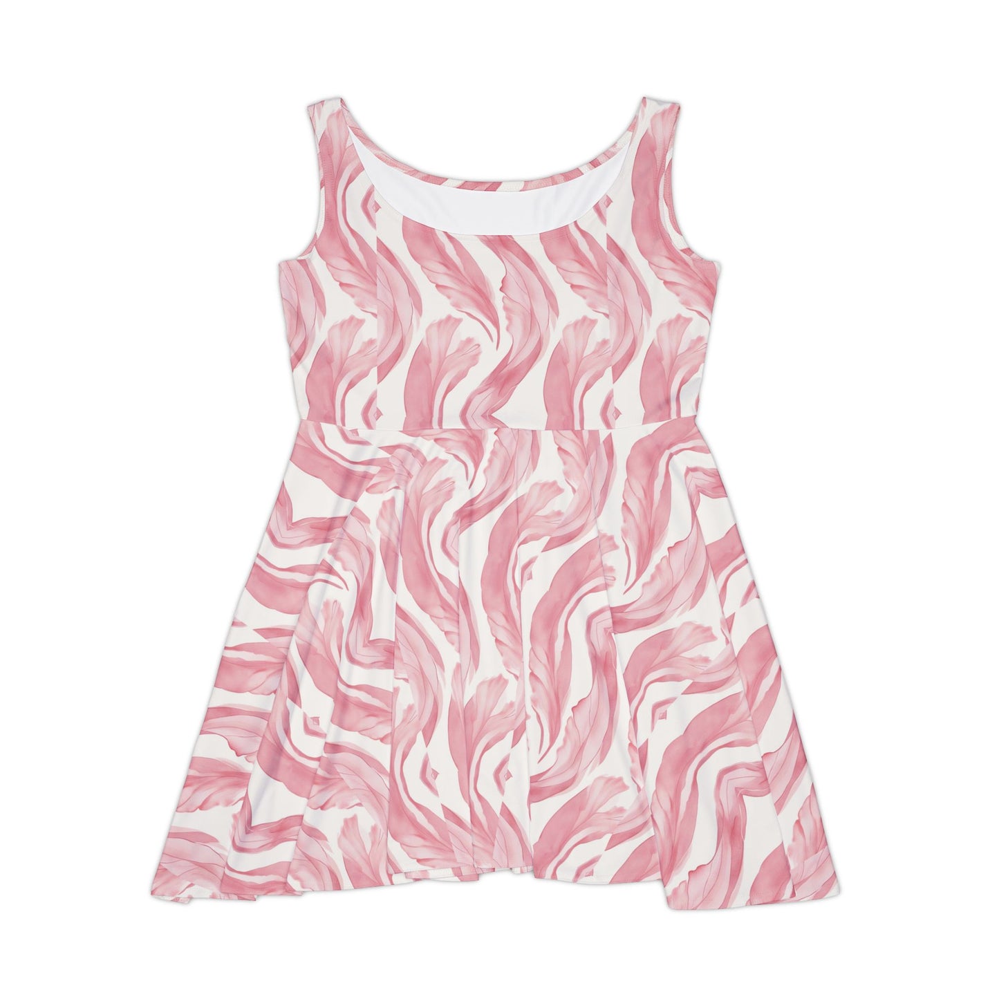 Stylish Women's Skater Dress with Pink Swirl Pattern