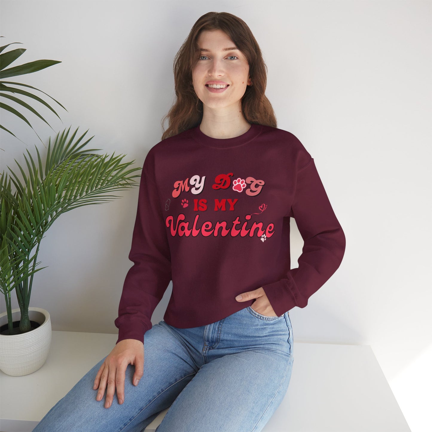 My Dog Is My Valentine Valentine's Day Dog Lover Sweatshirt