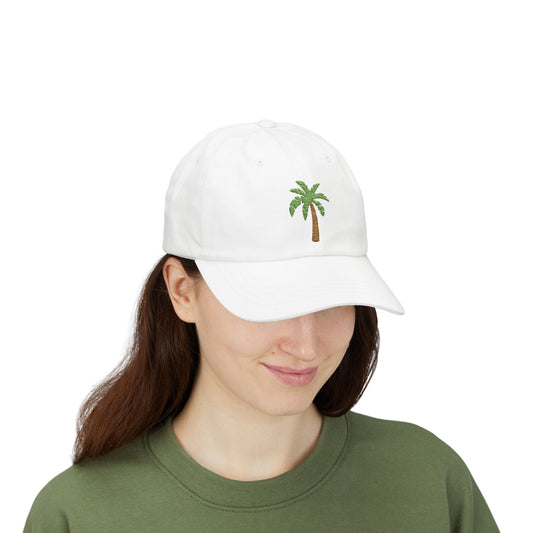 Classic White Cap with Palm Tree Embroidery