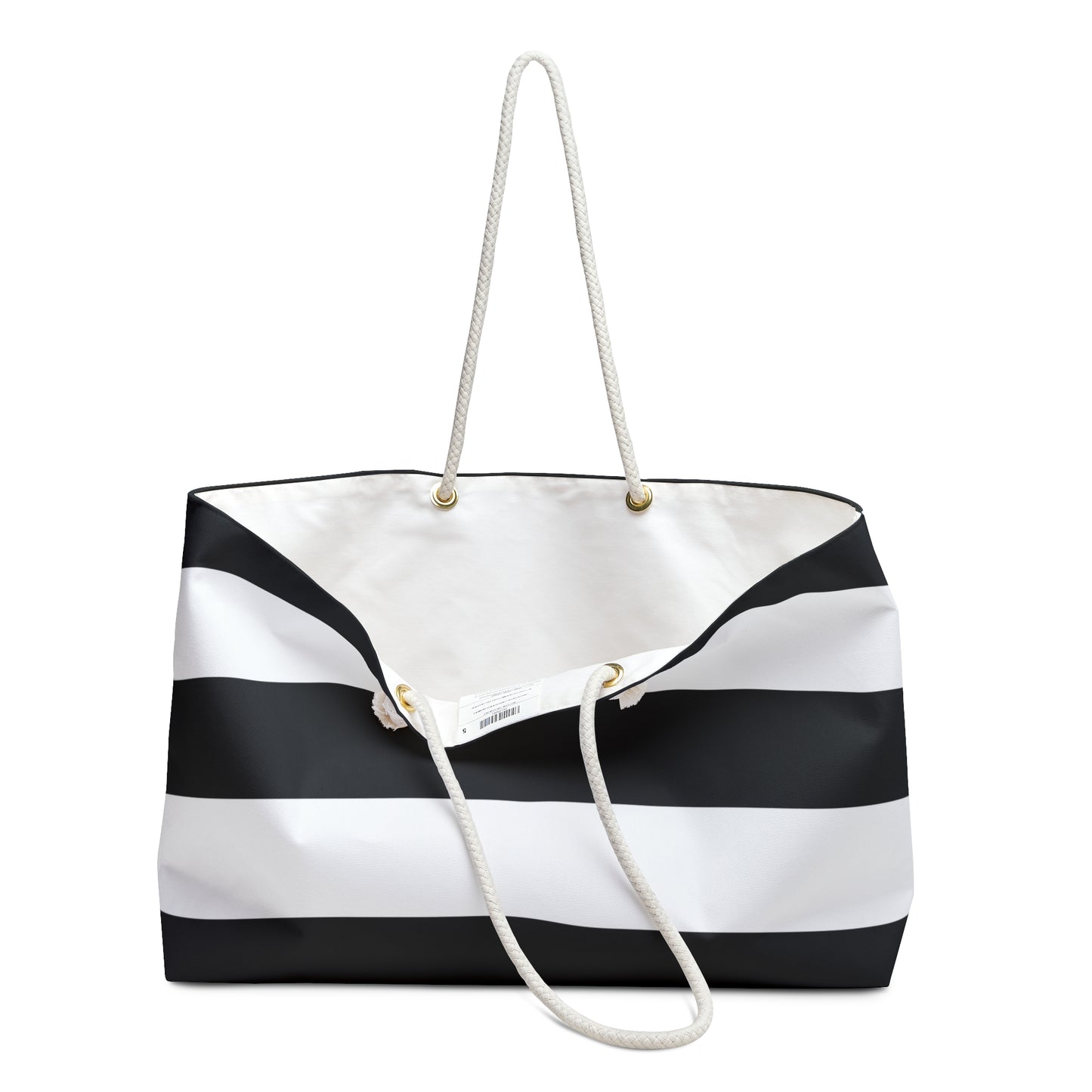 Personalized Black and White Stripe Weekender Bag