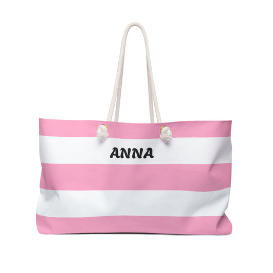 Personalized Pink Weekender Bag for Travel & Beach
