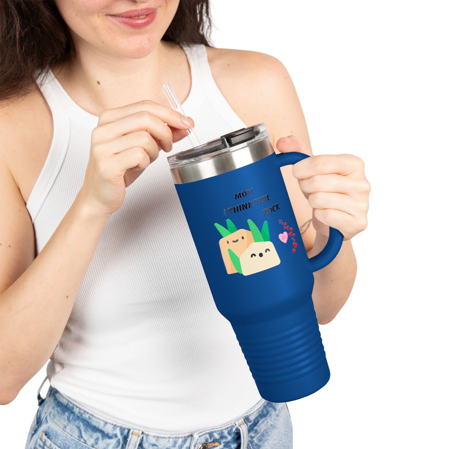 Mom I Think You Rock Insulated Travel Mug - 40oz | Cute Gift for Mom