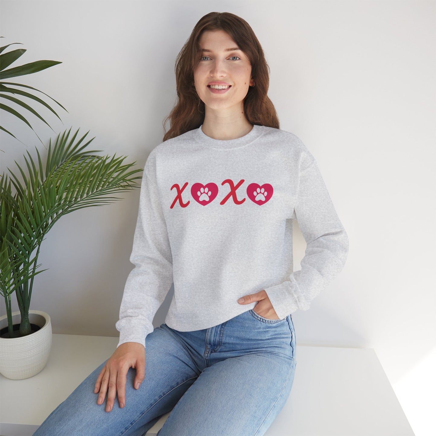 Valentine's Day Dog Lover Sweatshirt - XOXO Unisex Crewneck