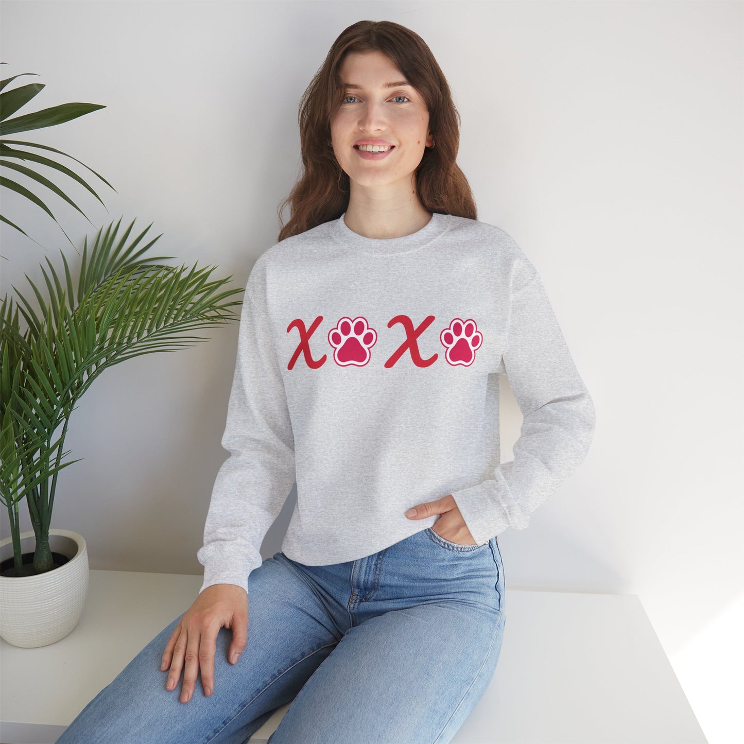 Valentine's Day Dog Lover Sweatshirt - XOXO Unisex Crewneck Sweatshirt
