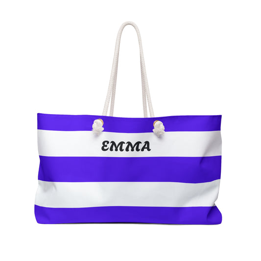 Personalized Weekender Bag - Striped Design for Travel and Beach