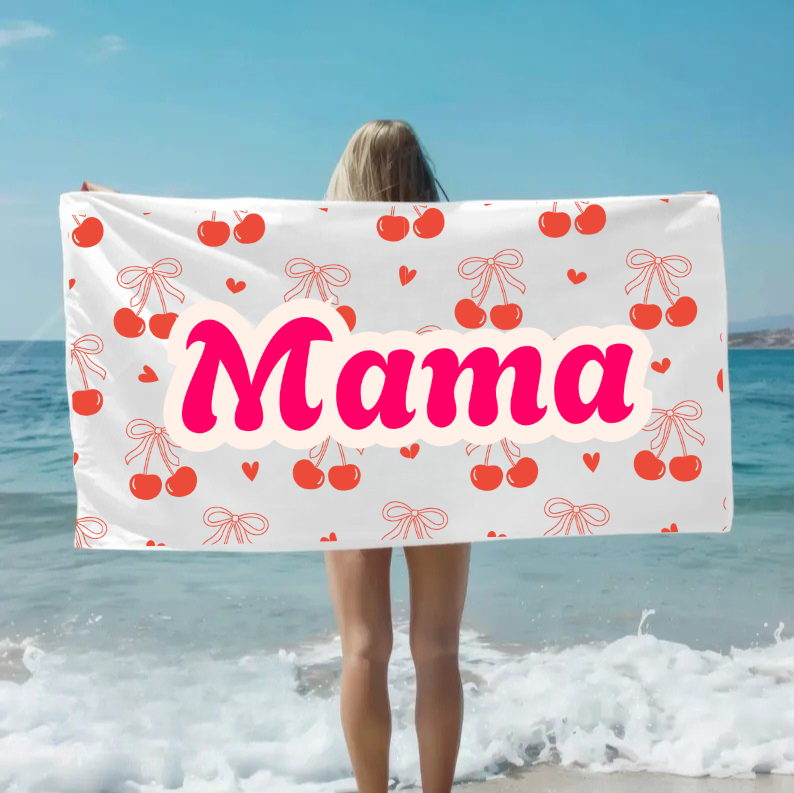 Custom Cherry Mama Beach Towel