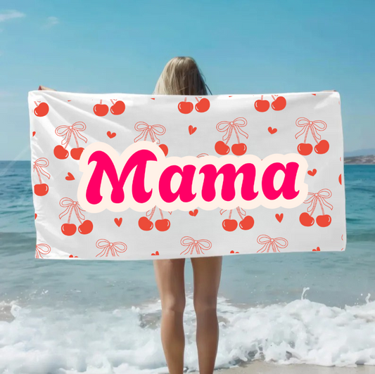 Custom Cherry Mama Beach Towel