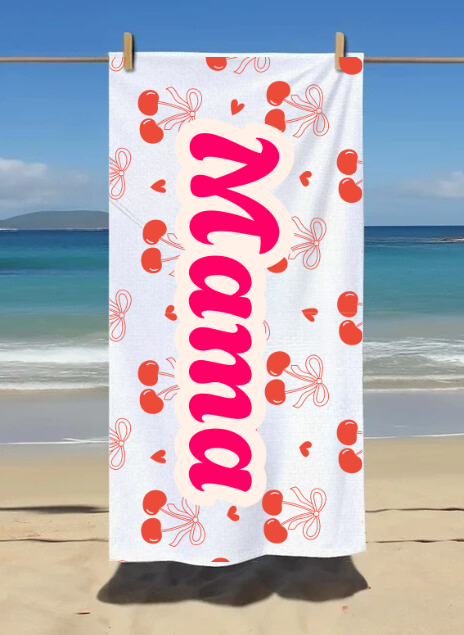 Custom Cherry Mama Beach Towel