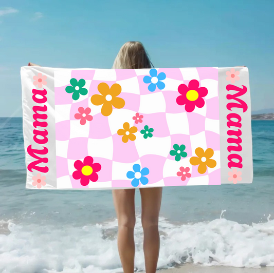 Floral Themed Mama Beach Towel